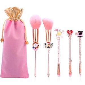 Alice in Wonderland Rose Gold 5 Piece Makeup Brush Set